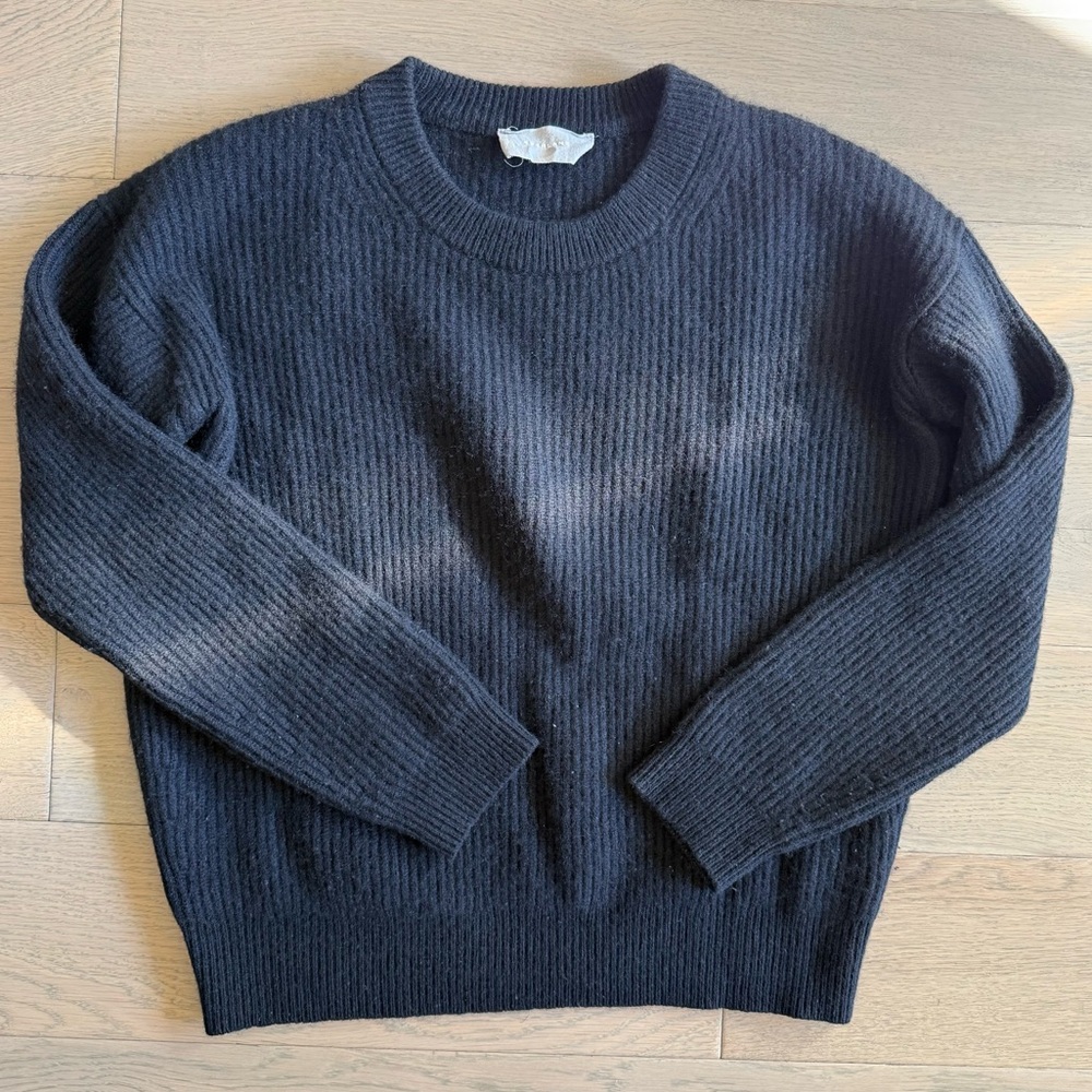 Everlane Ribbed Cashmere Crew Sweater Black Size Small